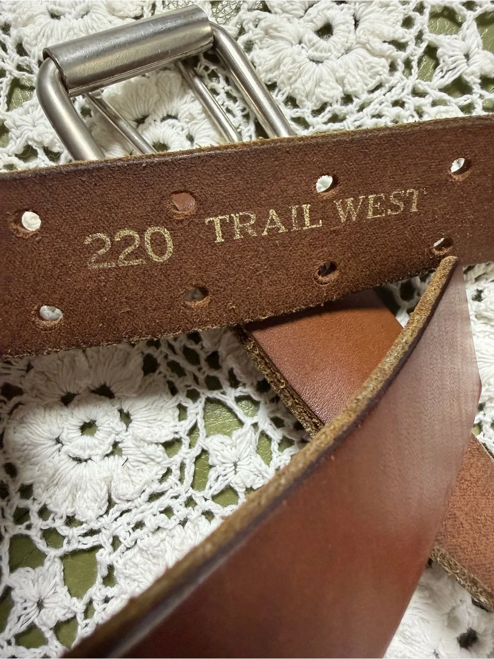 Men's Tan Leather Belt with Brushed Silver Buckle